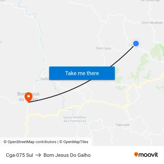 Cga-075 Sul to Bom Jesus Do Galho map