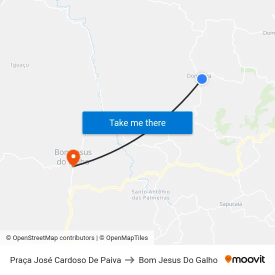 Praça José Cardoso De Paiva to Bom Jesus Do Galho map