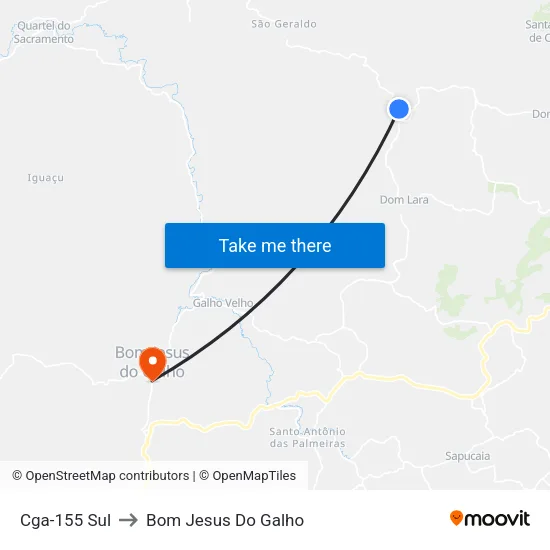 Cga-155 Sul to Bom Jesus Do Galho map