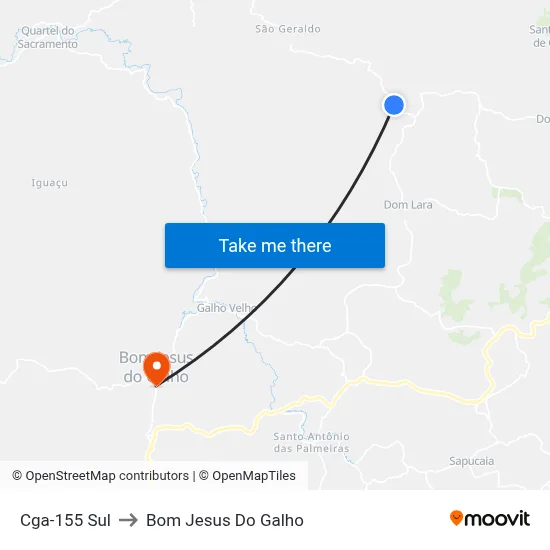 Cga-155 Sul to Bom Jesus Do Galho map