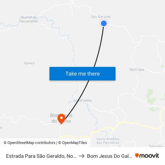 Estrada Para São Geraldo, Norte to Bom Jesus Do Galho map