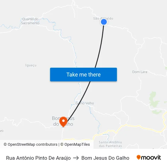 Rua Antônio Pinto De Araújo to Bom Jesus Do Galho map