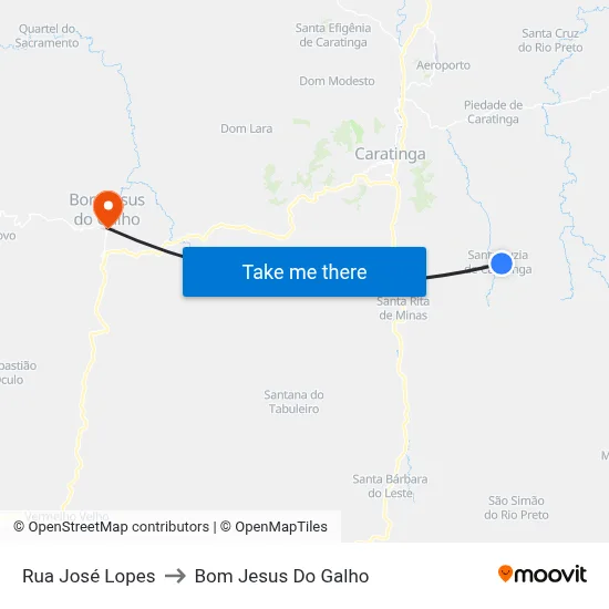 Rua José Lopes to Bom Jesus Do Galho map