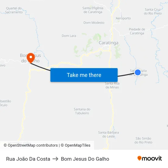 Rua João Da Costa to Bom Jesus Do Galho map