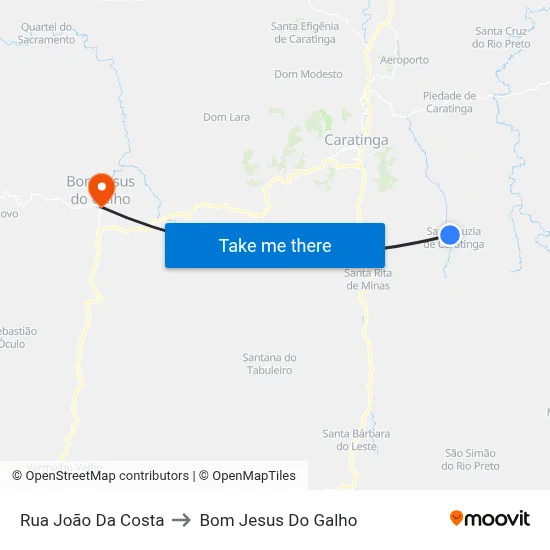 Rua João Da Costa to Bom Jesus Do Galho map