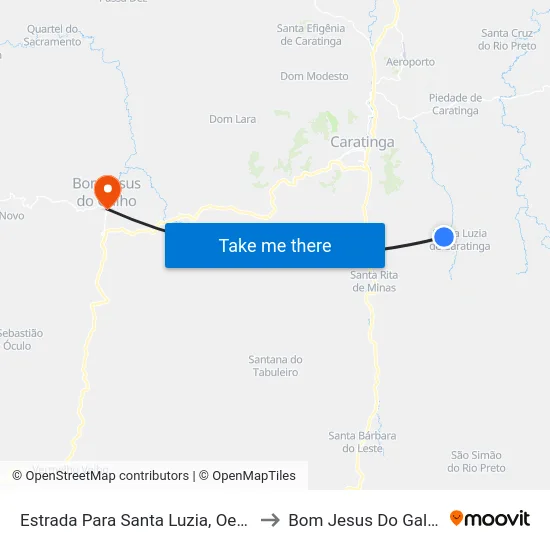 Estrada Para Santa Luzia, Oeste to Bom Jesus Do Galho map