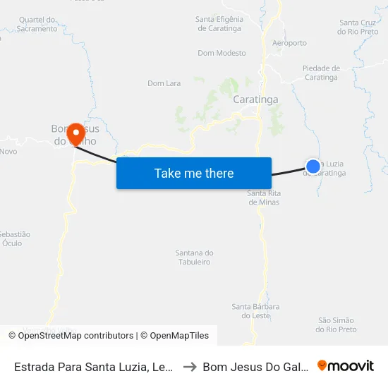 Estrada Para Santa Luzia, Leste to Bom Jesus Do Galho map