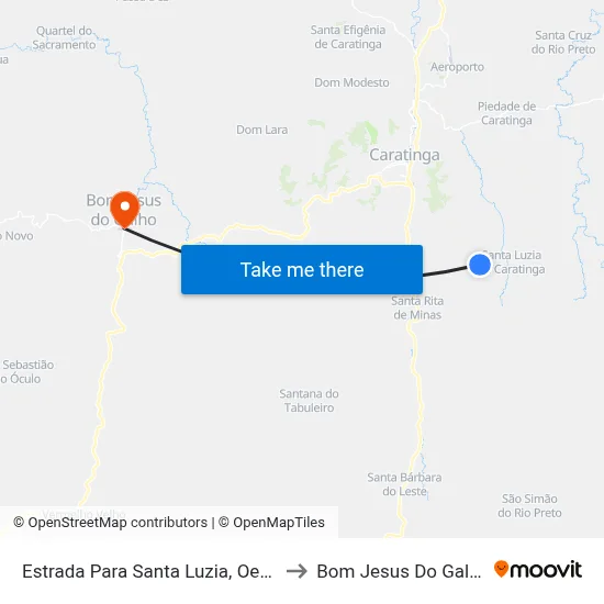 Estrada Para Santa Luzia, Oeste to Bom Jesus Do Galho map