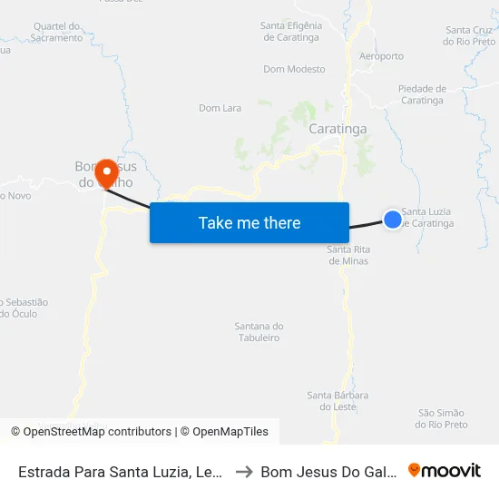 Estrada Para Santa Luzia, Leste to Bom Jesus Do Galho map