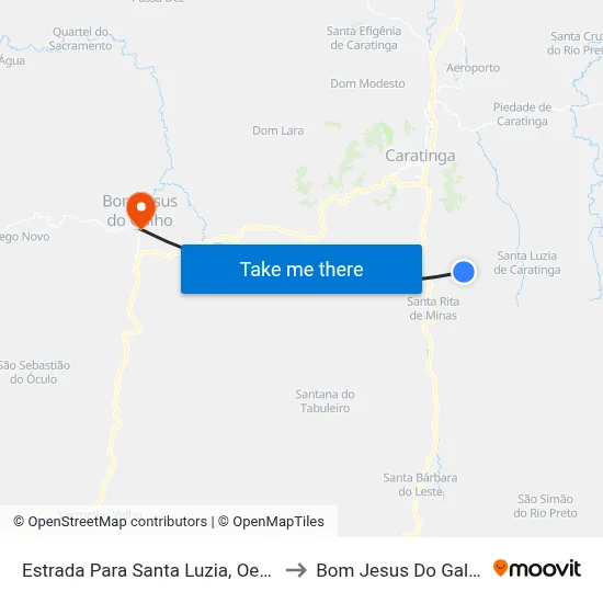 Estrada Para Santa Luzia, Oeste to Bom Jesus Do Galho map