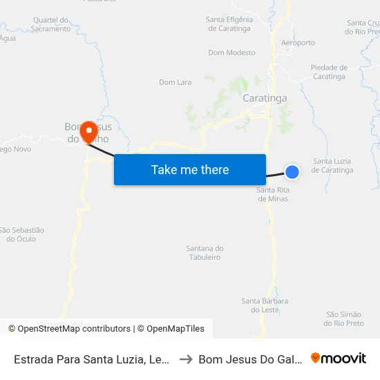 Estrada Para Santa Luzia, Leste to Bom Jesus Do Galho map