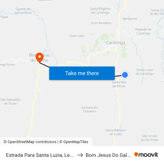 Estrada Para Santa Luzia, Leste to Bom Jesus Do Galho map