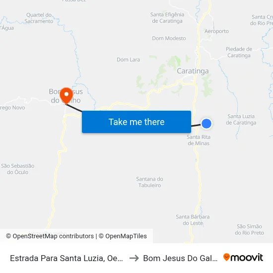 Estrada Para Santa Luzia, Oeste to Bom Jesus Do Galho map