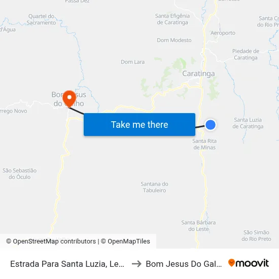 Estrada Para Santa Luzia, Leste to Bom Jesus Do Galho map