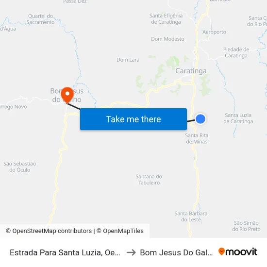 Estrada Para Santa Luzia, Oeste to Bom Jesus Do Galho map