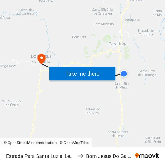 Estrada Para Santa Luzia, Leste to Bom Jesus Do Galho map