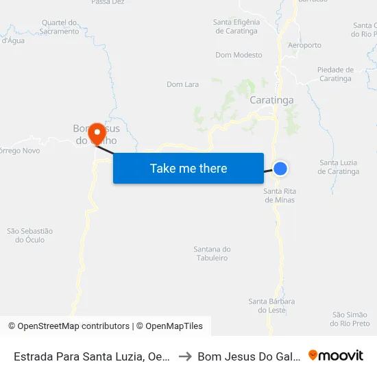 Estrada Para Santa Luzia, Oeste to Bom Jesus Do Galho map