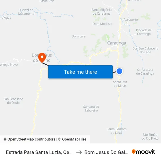 Estrada Para Santa Luzia, Oeste to Bom Jesus Do Galho map