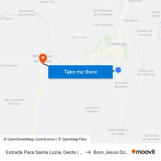 Estrada Para Santa Luzia, Oeste | Entr. Br-116 to Bom Jesus Do Galho map