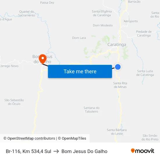 Br-116, Km 534,4 Sul to Bom Jesus Do Galho map