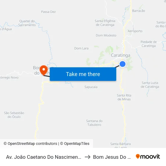 Av. João Caetano Do Nascimento, 1400 to Bom Jesus Do Galho map