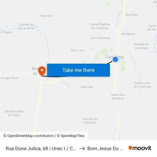 Rua Dona Julica, 68 | Unec I / Chuletão to Bom Jesus Do Galho map