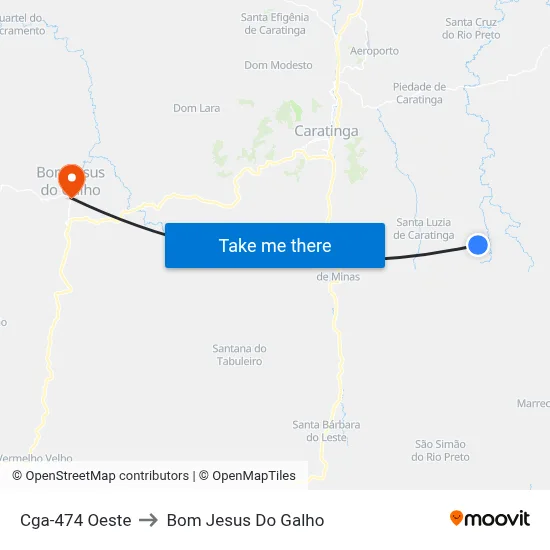 Cga-474 Oeste to Bom Jesus Do Galho map