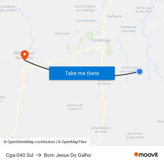 Cga-040 Sul to Bom Jesus Do Galho map