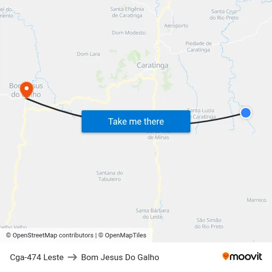 Cga-474 Leste to Bom Jesus Do Galho map