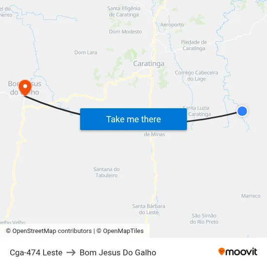 Cga-474 Leste to Bom Jesus Do Galho map