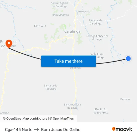 Cga-145 Norte to Bom Jesus Do Galho map