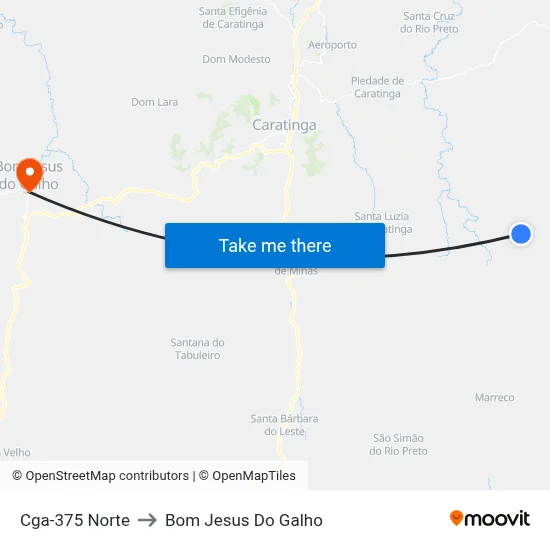 Cga-375 Norte to Bom Jesus Do Galho map