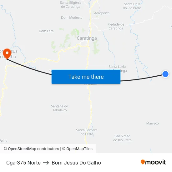 Cga-375 Norte to Bom Jesus Do Galho map