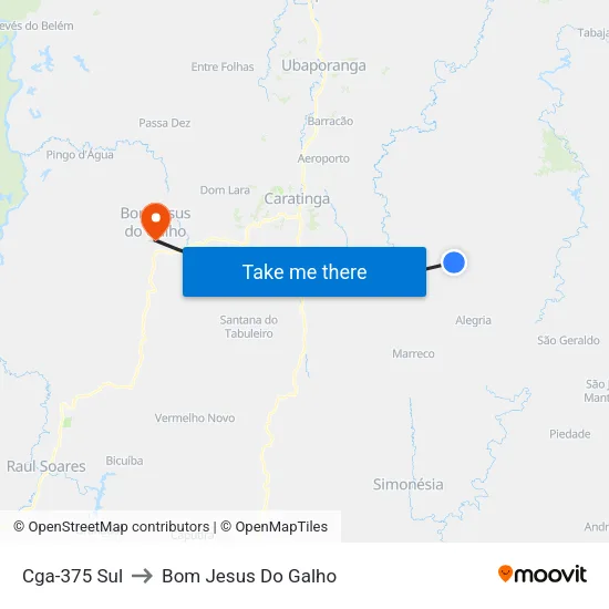 Cga-375 Sul to Bom Jesus Do Galho map