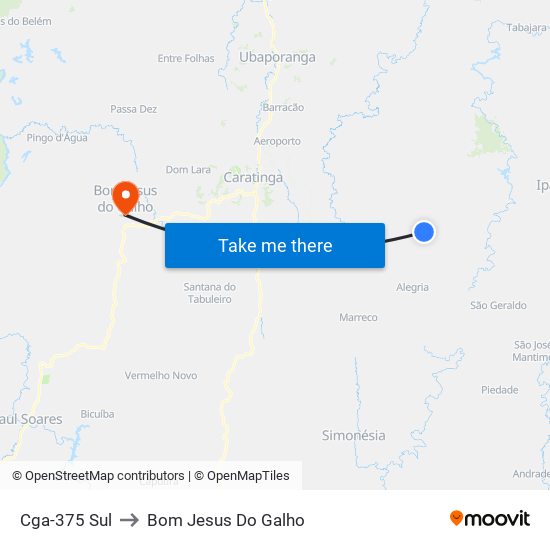 Cga-375 Sul to Bom Jesus Do Galho map