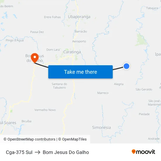 Cga-375 Sul to Bom Jesus Do Galho map
