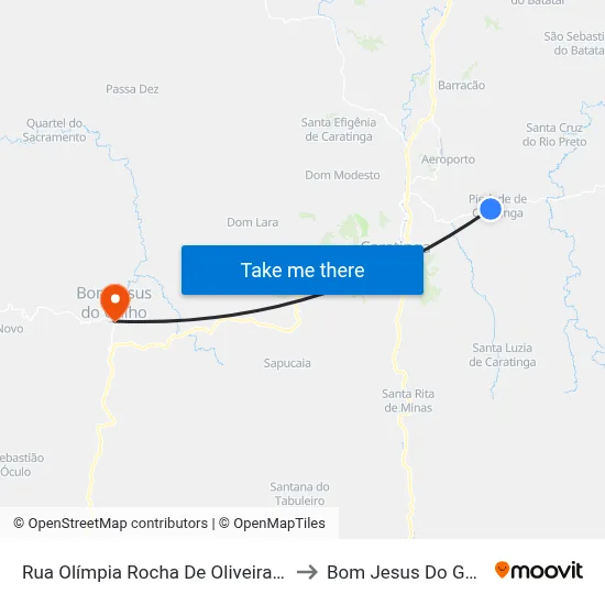 Rua Olímpia Rocha De Oliveira, 362 to Bom Jesus Do Galho map