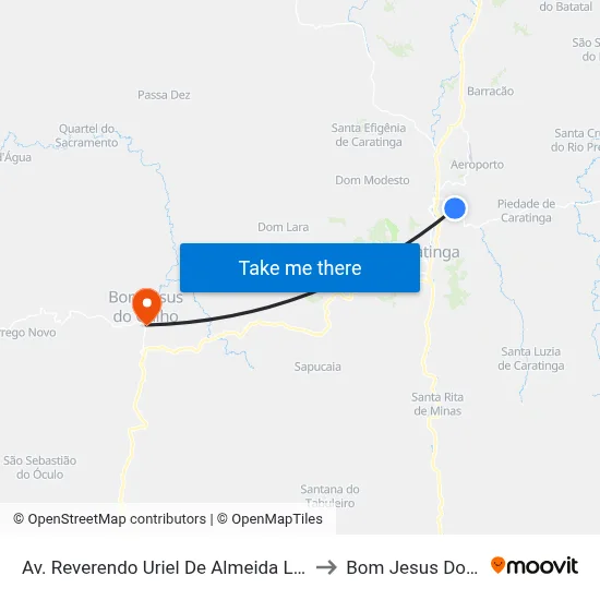 Av. Reverendo Uriel De Almeida Leitão, 1500 to Bom Jesus Do Galho map