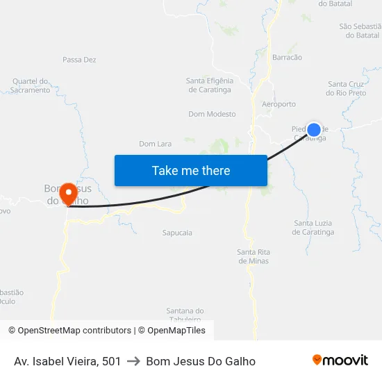 Av. Isabel Vieira, 501 to Bom Jesus Do Galho map