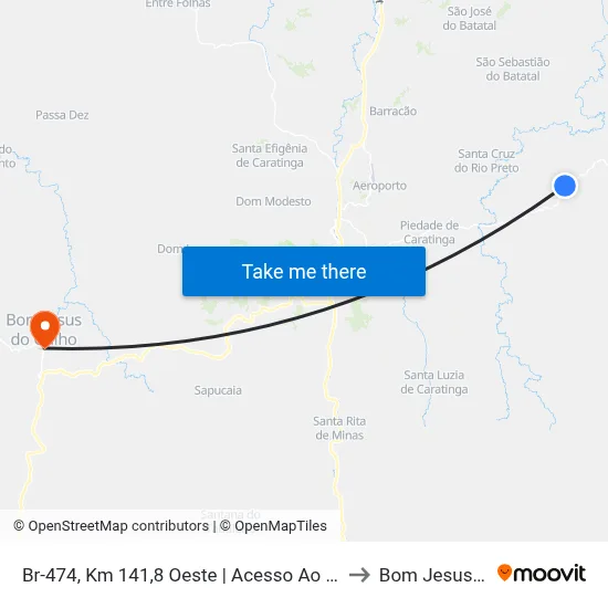 Br-474, Km 141,8 Oeste | Acesso Ao Povoado Dos Manducas to Bom Jesus Do Galho map