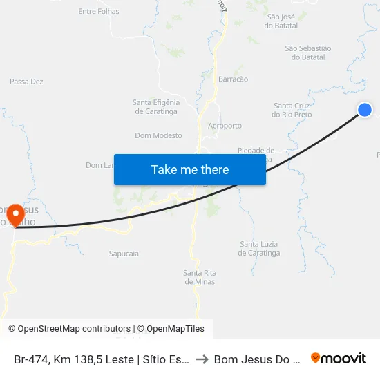 Br-474, Km 138,5 Leste | Sítio Esperança to Bom Jesus Do Galho map
