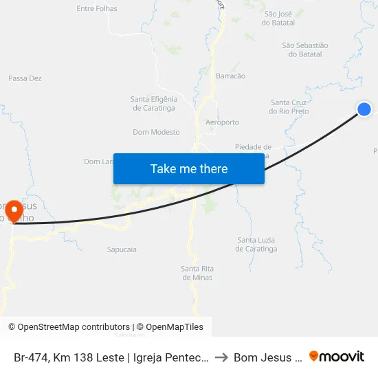 Br-474, Km 138 Leste | Igreja Pentecostal Vitória Em Cristo to Bom Jesus Do Galho map