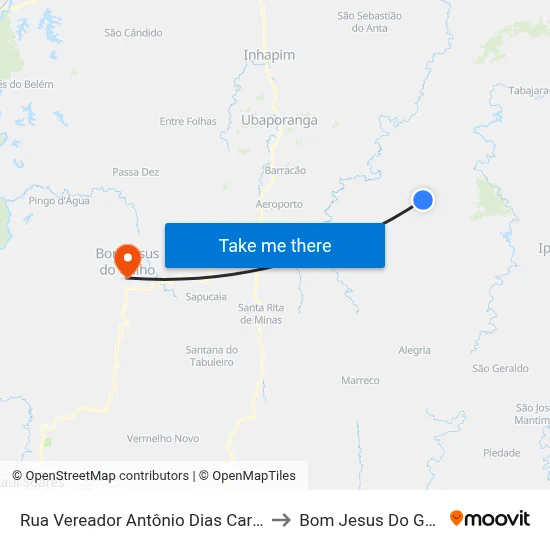 Rua Vereador Antônio Dias Cardoso to Bom Jesus Do Galho map