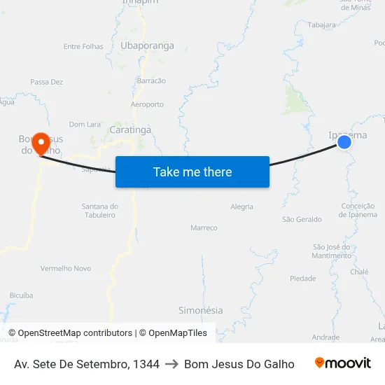 Av. Sete De Setembro, 1344 to Bom Jesus Do Galho map