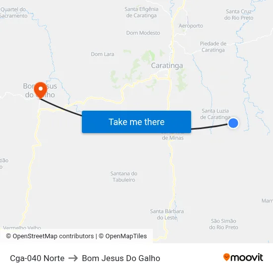 Cga-040 Norte to Bom Jesus Do Galho map