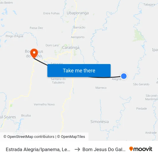 Estrada Alegria/Ipanema, Leste to Bom Jesus Do Galho map