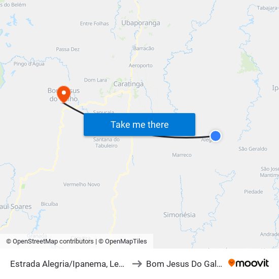 Estrada Alegria/Ipanema, Leste to Bom Jesus Do Galho map