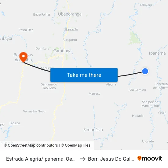 Estrada Alegria/Ipanema, Oeste to Bom Jesus Do Galho map