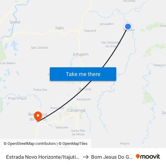 Estrada Novo Horizonte/Itajutiba, Sul to Bom Jesus Do Galho map