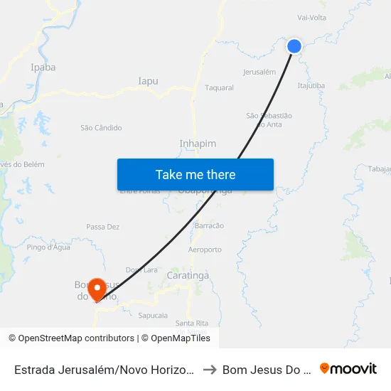Estrada Jerusalém/Novo Horizonte, Leste to Bom Jesus Do Galho map